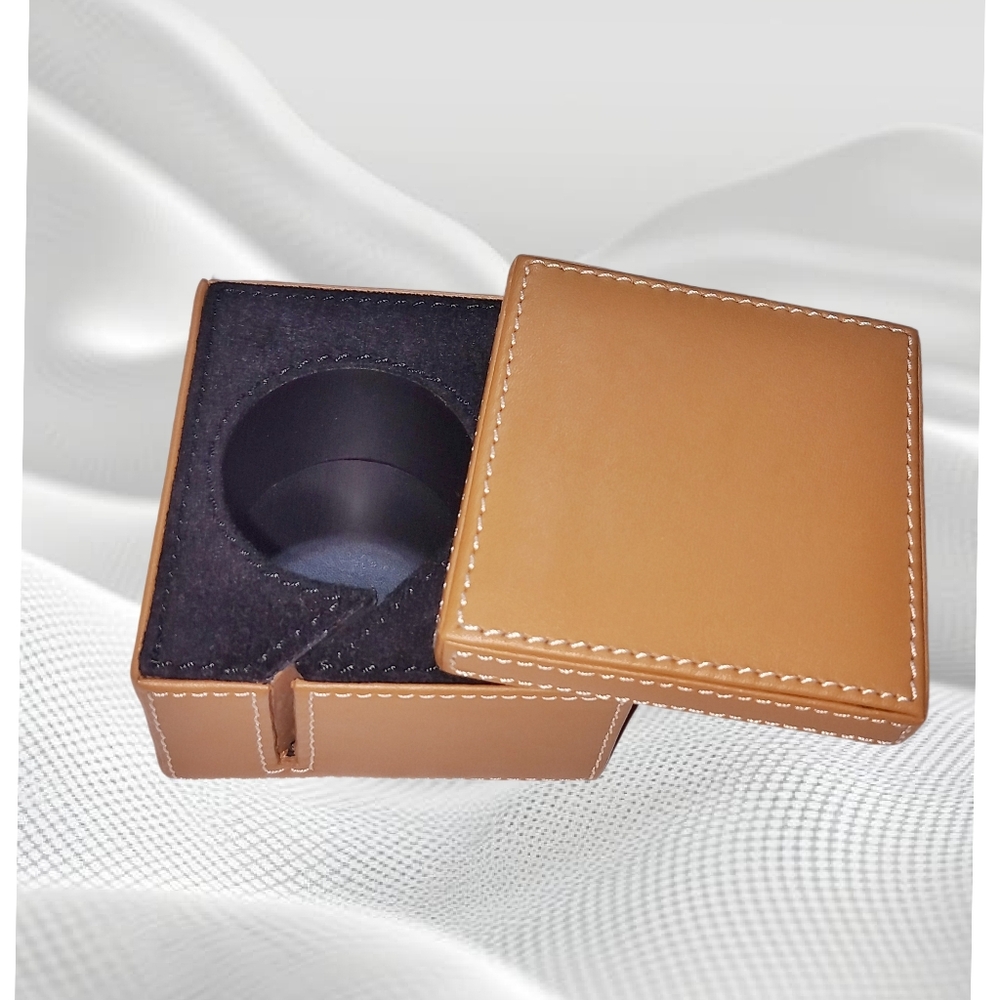 Levenger ~ Postage Stamp Genuine Leather Box  Holder/Dispenser. Last One!!!